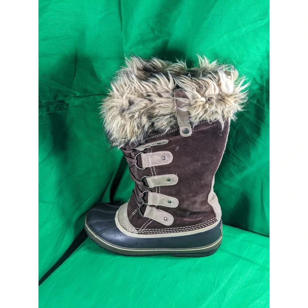 Sorel Joan of Arctic Tall Brown Suede Waterproof Winter Boots Faux Fur Size 9 - Picture 6 of 9